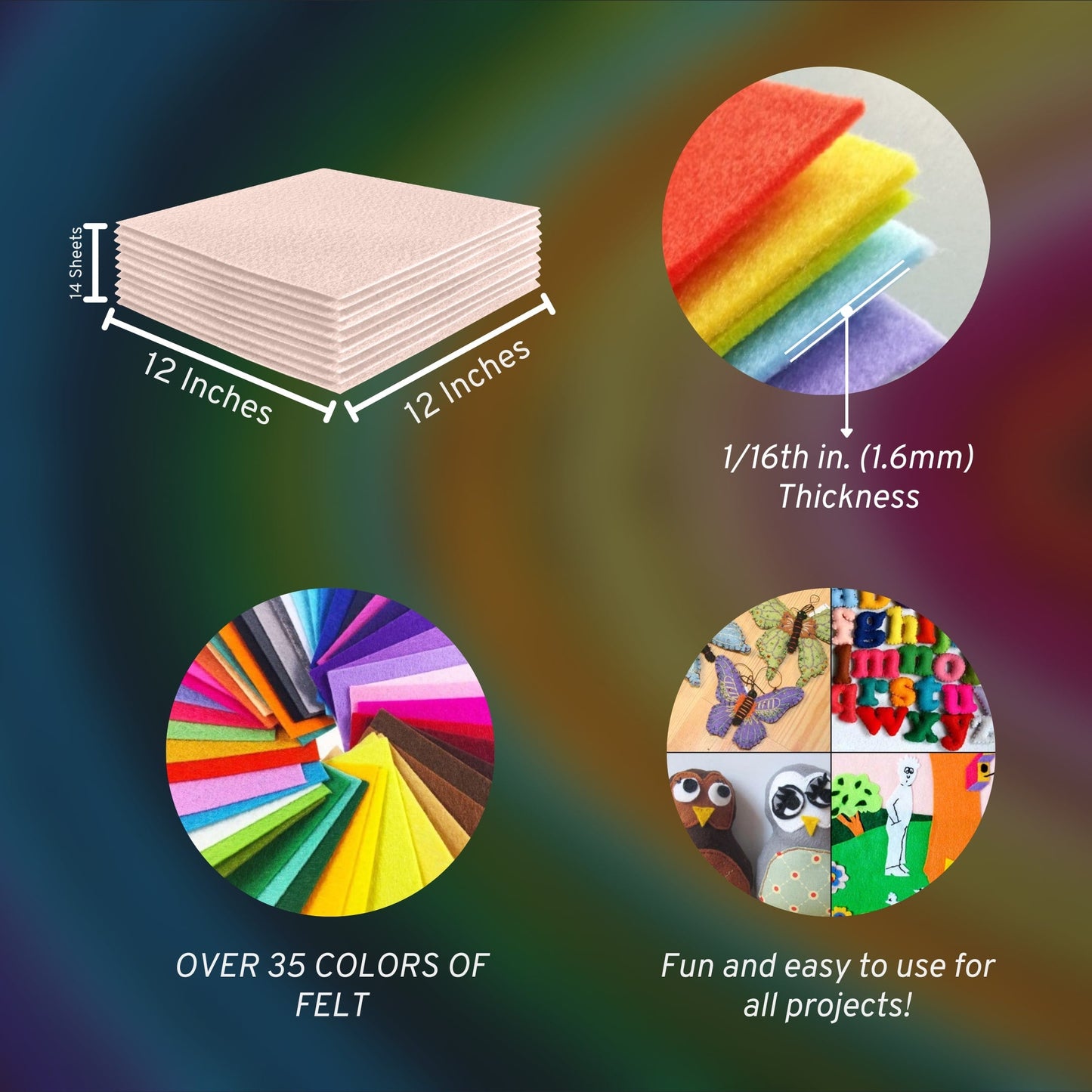 FabricLA Acrylic Felt Craft Sheet Packs – Ivory | Soft 100% Acrylic Felt Sheets for DIY & Crafts - Prismatic Fiber Arts
