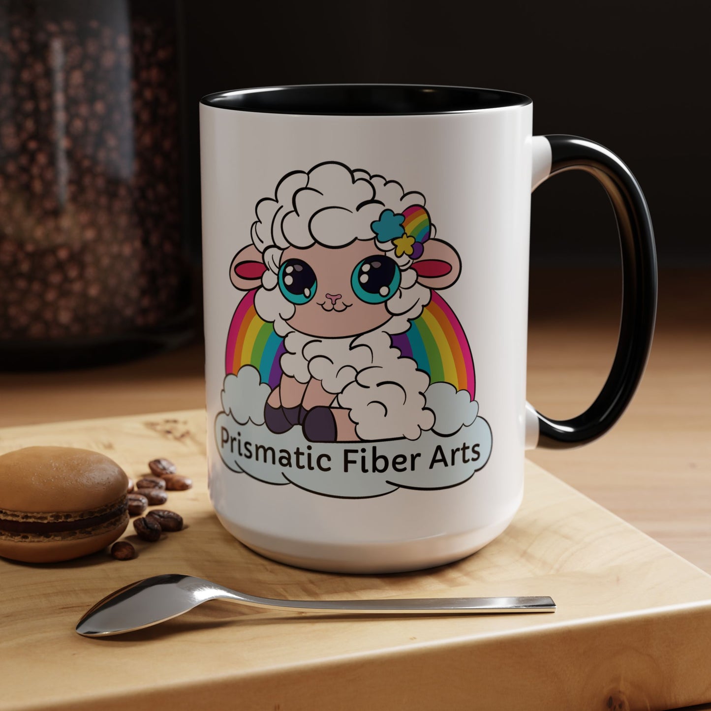 PFA "Logo" Accent Coffee Mug (11, 15oz) - Prismatic Fiber Arts