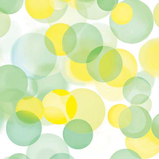Yellow/Green Bubbles 108" Lemon/Lime Cotton Wideback Fabric Per Yard - Prismatic Fiber Arts