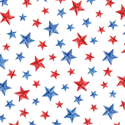 Stars of Liberty White Cotton 44"/45" Fabric Per Yard - Prismatic Fiber Arts