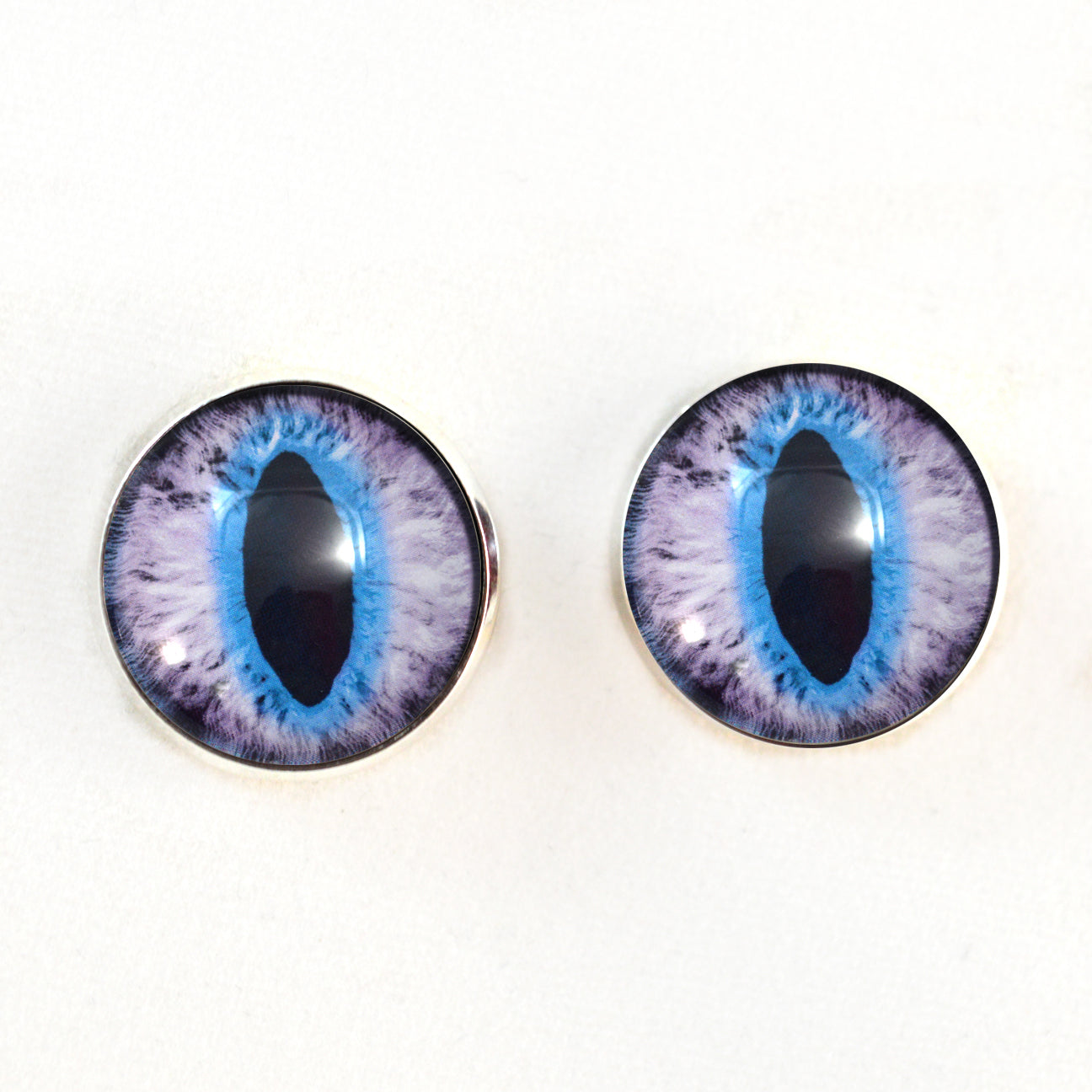 Purple and Blue Cat Dragon Sew-On Button Glass Eyes - Prismatic Fiber Arts