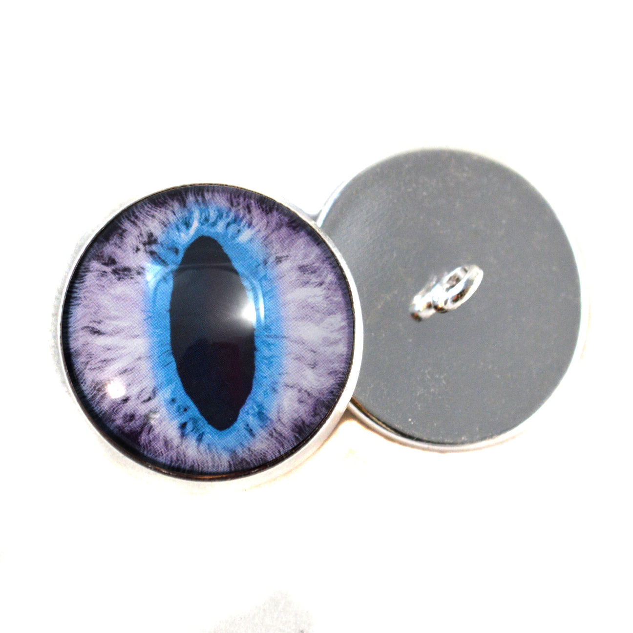 Purple and Blue Cat Dragon Sew-On Button Glass Eyes - Prismatic Fiber Arts