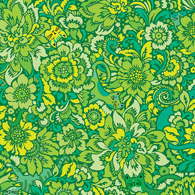Elegant Kitties Grass Cheeto's World Cotton 44"/45" Fabric Per Yard - Prismatic Fiber Arts