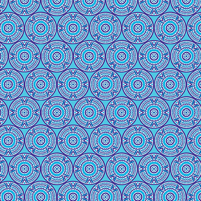Medallions Blue Cheeto's World Cotton 44"/45" Fabric Per Yard - Prismatic Fiber Arts