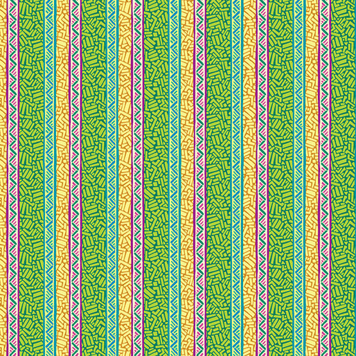 Ziggy Stripe Green Cheeto's World Cotton 44"/45" Fabric Per Yard - Prismatic Fiber Arts