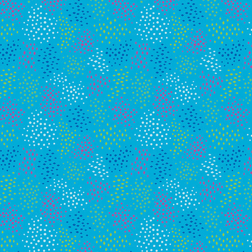 Ditsy Dots Teal Cheeto's World Cotton 44"/45" Fabric Per Yard - Prismatic Fiber Arts