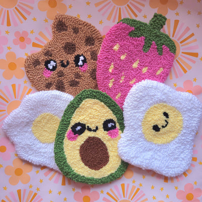 Food Punch Needle Coasters - Prismatic Fiber Arts