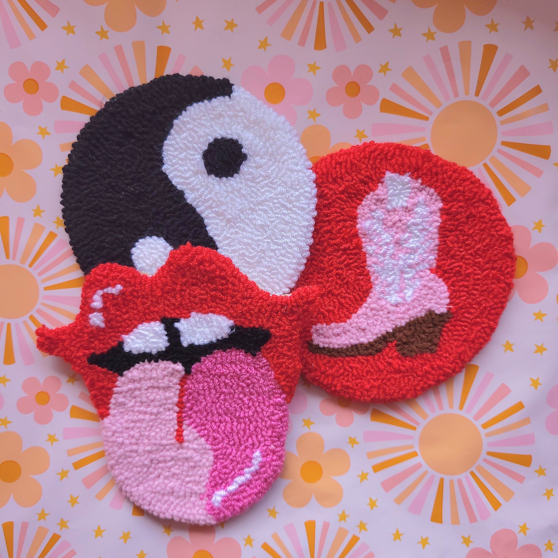 Funky Punch Needle Coasters - Prismatic Fiber Arts