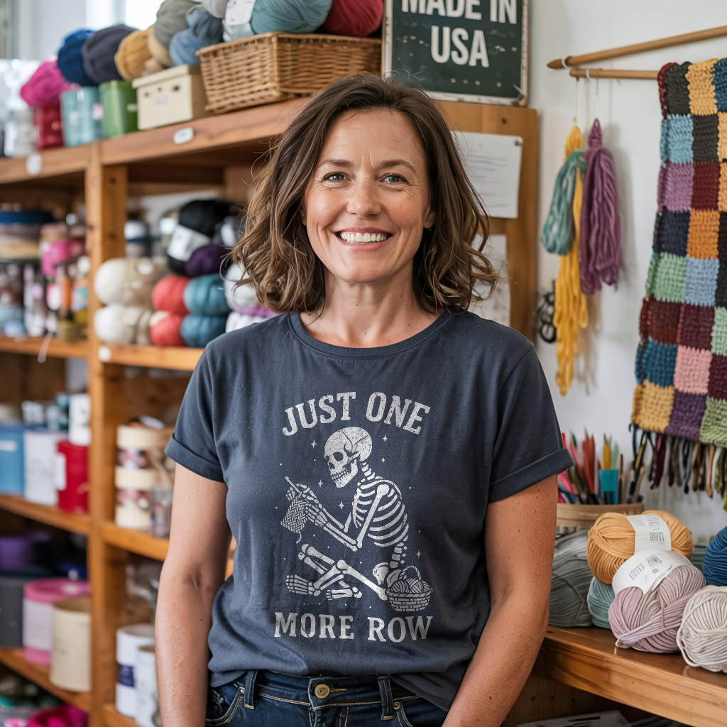 One More Row Skeleton T-shirt - Prismatic Fiber Arts