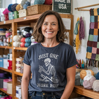 One More Row Skeleton T-shirt - Prismatic Fiber Arts