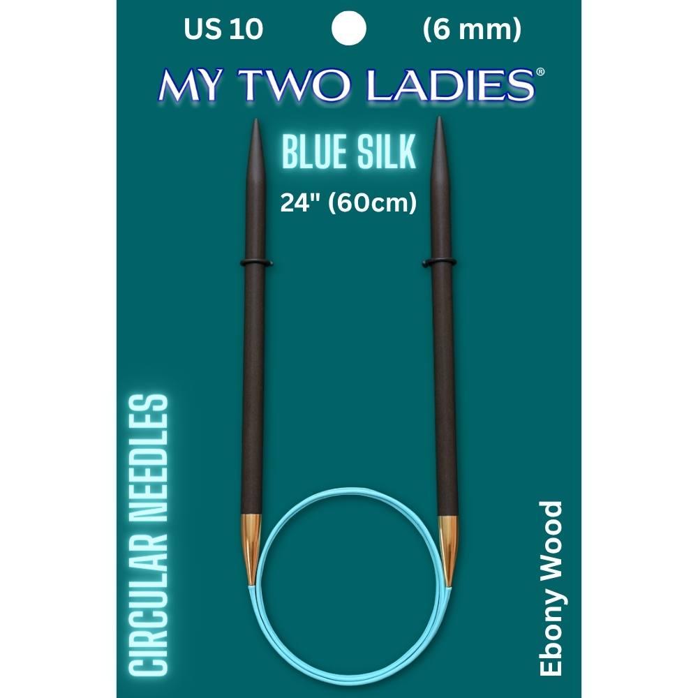 Blue Silk | 24" Circular Knitting Needles | Ebony | 9 Sizes - Prismatic Fiber Arts