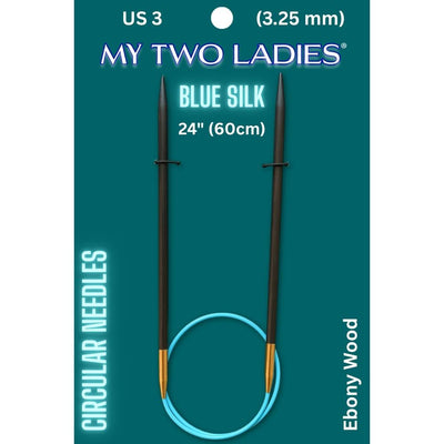 Blue Silk | 24" Circular Knitting Needles | Ebony | 9 Sizes - Prismatic Fiber Arts