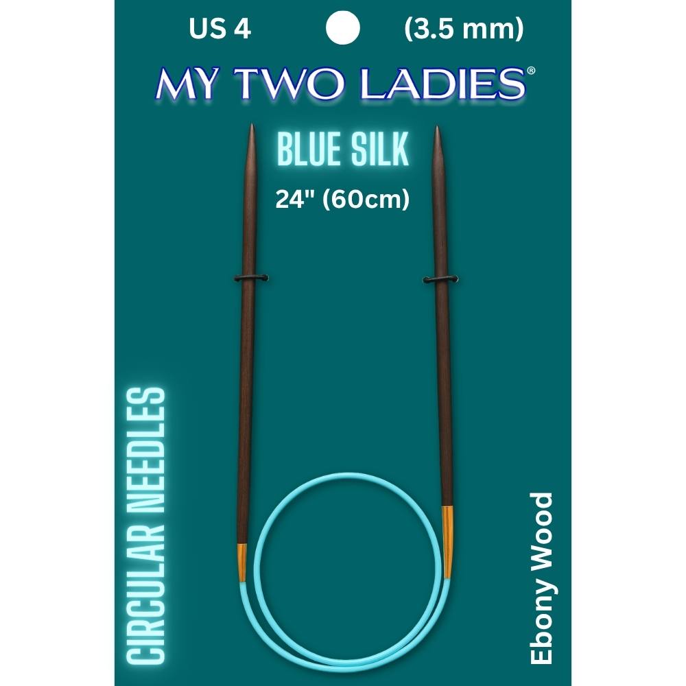 Blue Silk | 24" Circular Knitting Needles | Ebony | 9 Sizes - Prismatic Fiber Arts