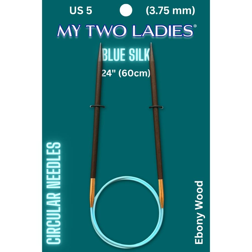 Blue Silk | 24" Circular Knitting Needles | Ebony | 9 Sizes - Prismatic Fiber Arts