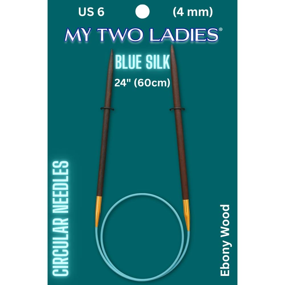 Blue Silk | 24" Circular Knitting Needles | Ebony | 9 Sizes - Prismatic Fiber Arts