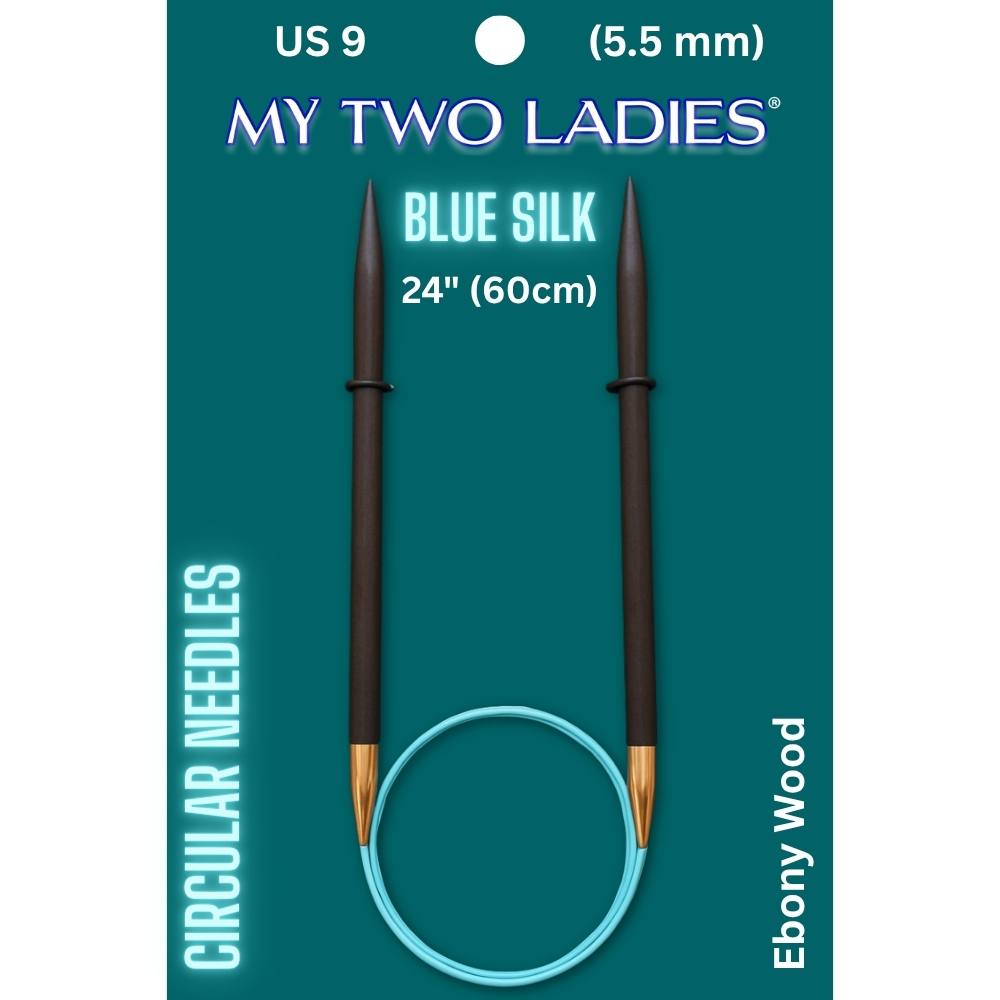 Blue Silk | 24" Circular Knitting Needles | Ebony | 9 Sizes - Prismatic Fiber Arts