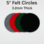 3.2mm Thick Premium Felt Circle – 5 Inch – (Pack of 5) – Multiple Colors - Prismatic Fiber Arts