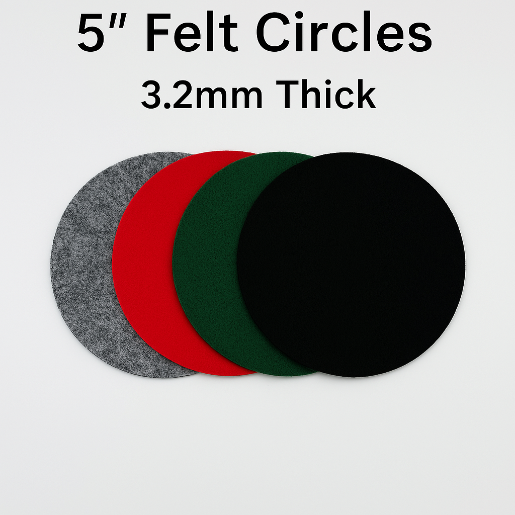 3.2mm Thick Premium Felt Circle – 5 Inch – (Pack of 5) – Multiple Colors - Prismatic Fiber Arts