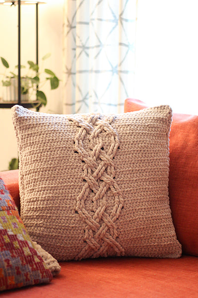 Cabled Cushion Cover - Prismatic Fiber Arts