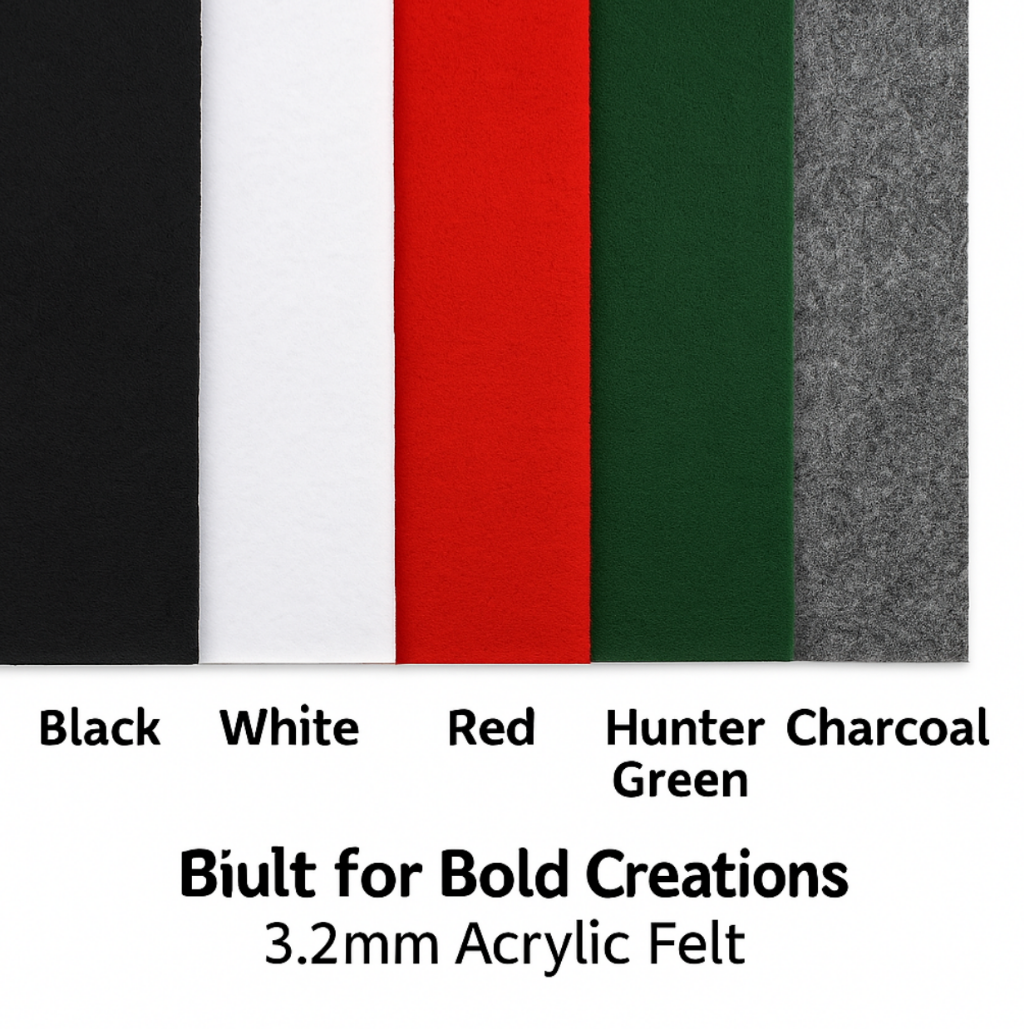 3.2mm Thick Acrylic Felt Sheets – 12"x18" Multi-Color or Single Color Options - Prismatic Fiber Arts