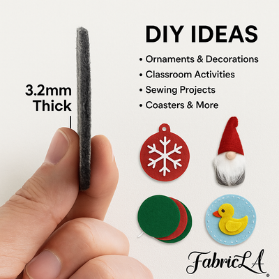 3.2mm Thick Felt Circles – 5 Pack | 5”, 7”, or 10.5” | Soft Craft Felt for DIY - Prismatic Fiber Arts