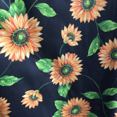 Sunflower Daisy Floral Printed Poly Cotton Fabric - Prismatic Fiber Arts