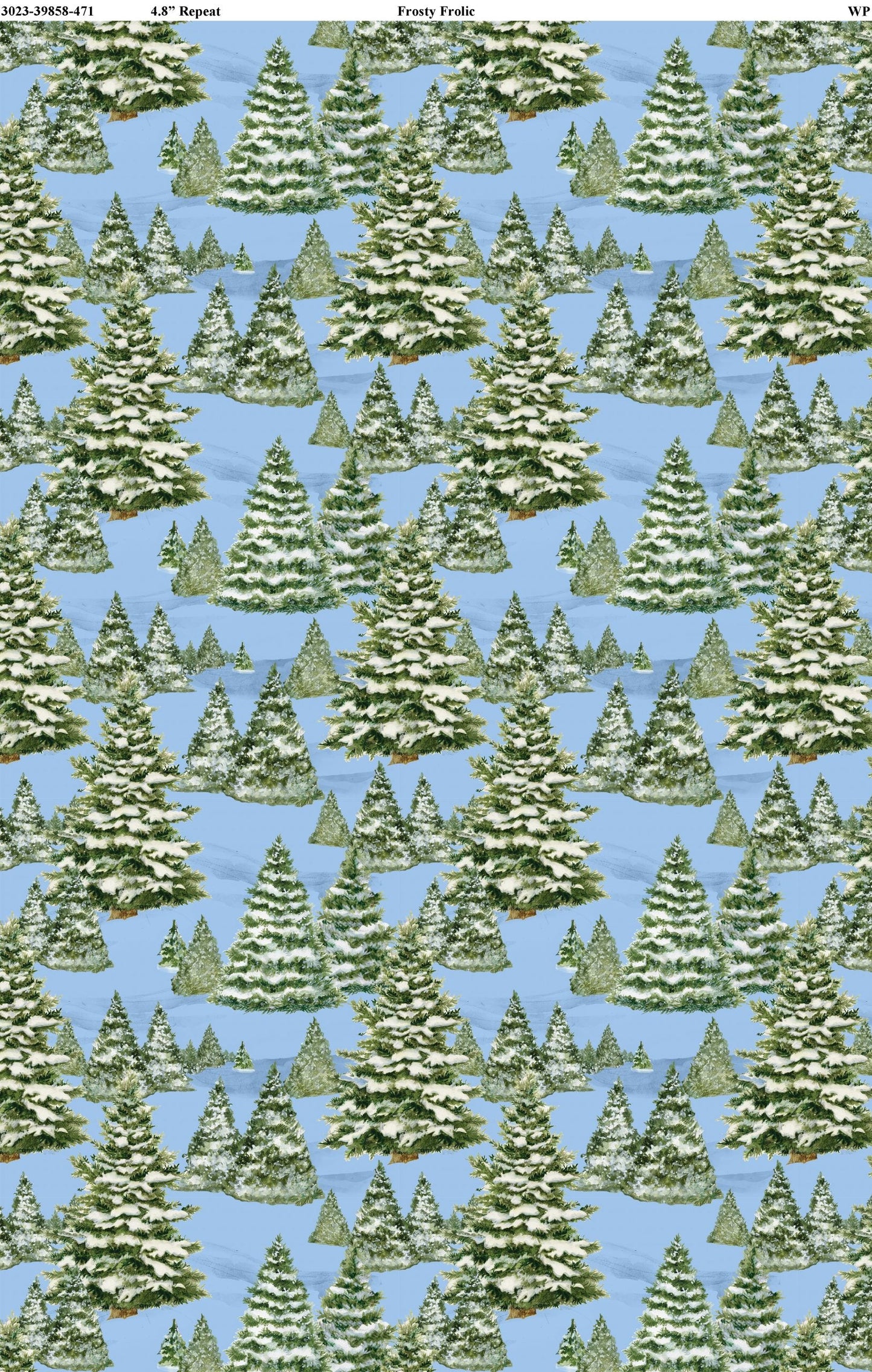 Frosty Frolic Blue Trees All Over Cotton 44"/45" Fabric Per Yard - Prismatic Fiber Arts