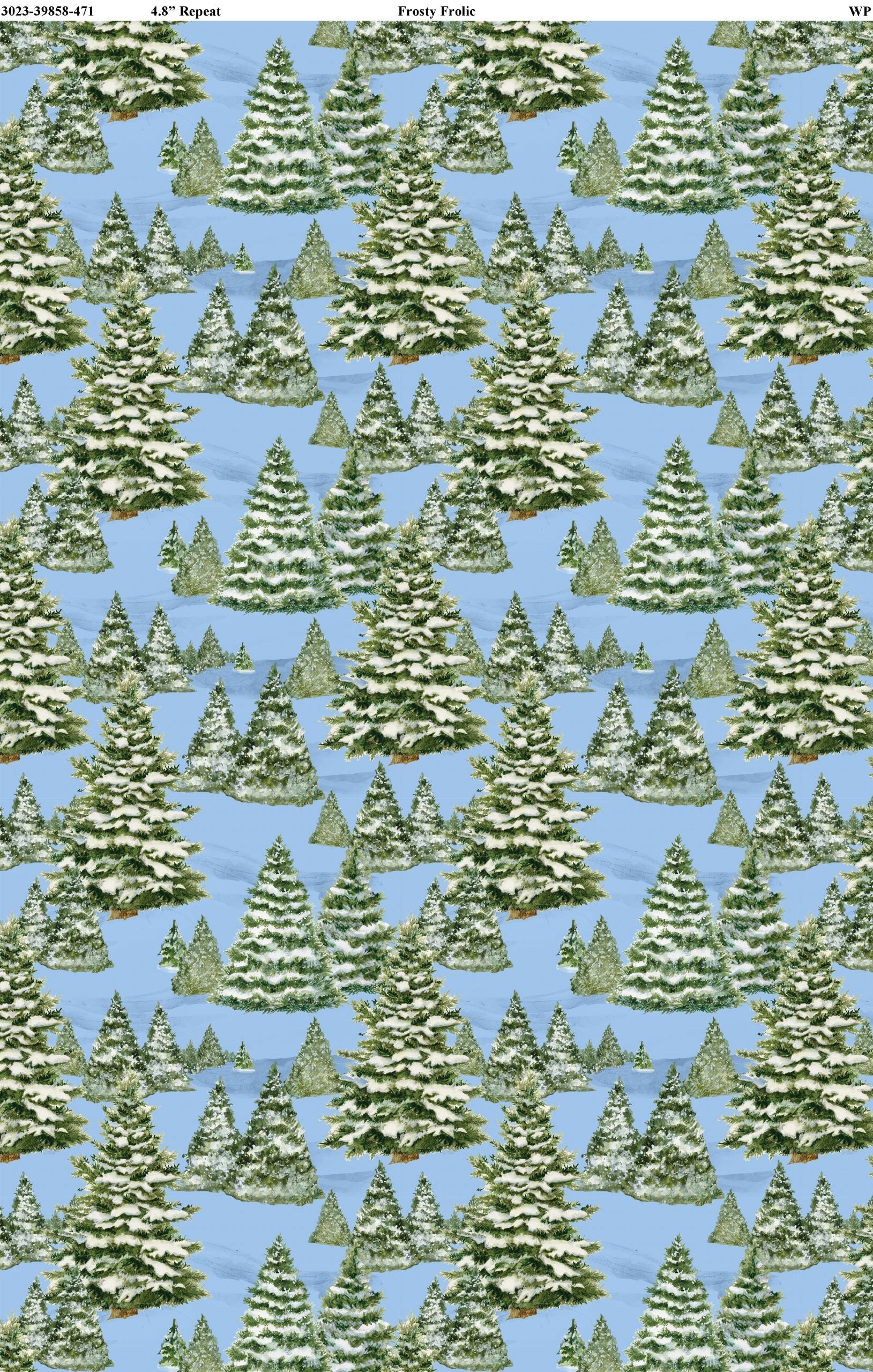 Frosty Frolic Blue Trees All Over Cotton 44"/45" Fabric Per Yard - Prismatic Fiber Arts