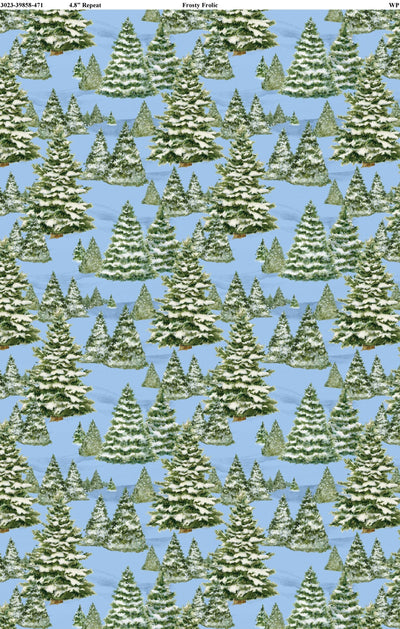 Frosty Frolic Blue Trees All Over Cotton 44"/45" Fabric Per Yard - Prismatic Fiber Arts