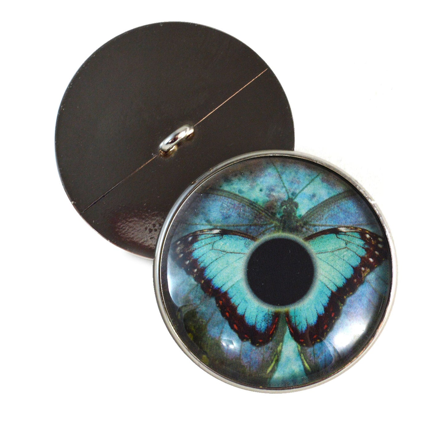 Blue Butterfly Sew-On Button Glass Eyes - Prismatic Fiber Arts