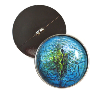Blue Lizard Reptile Inspired Sew-On Button Glass Eyes - Prismatic Fiber Arts