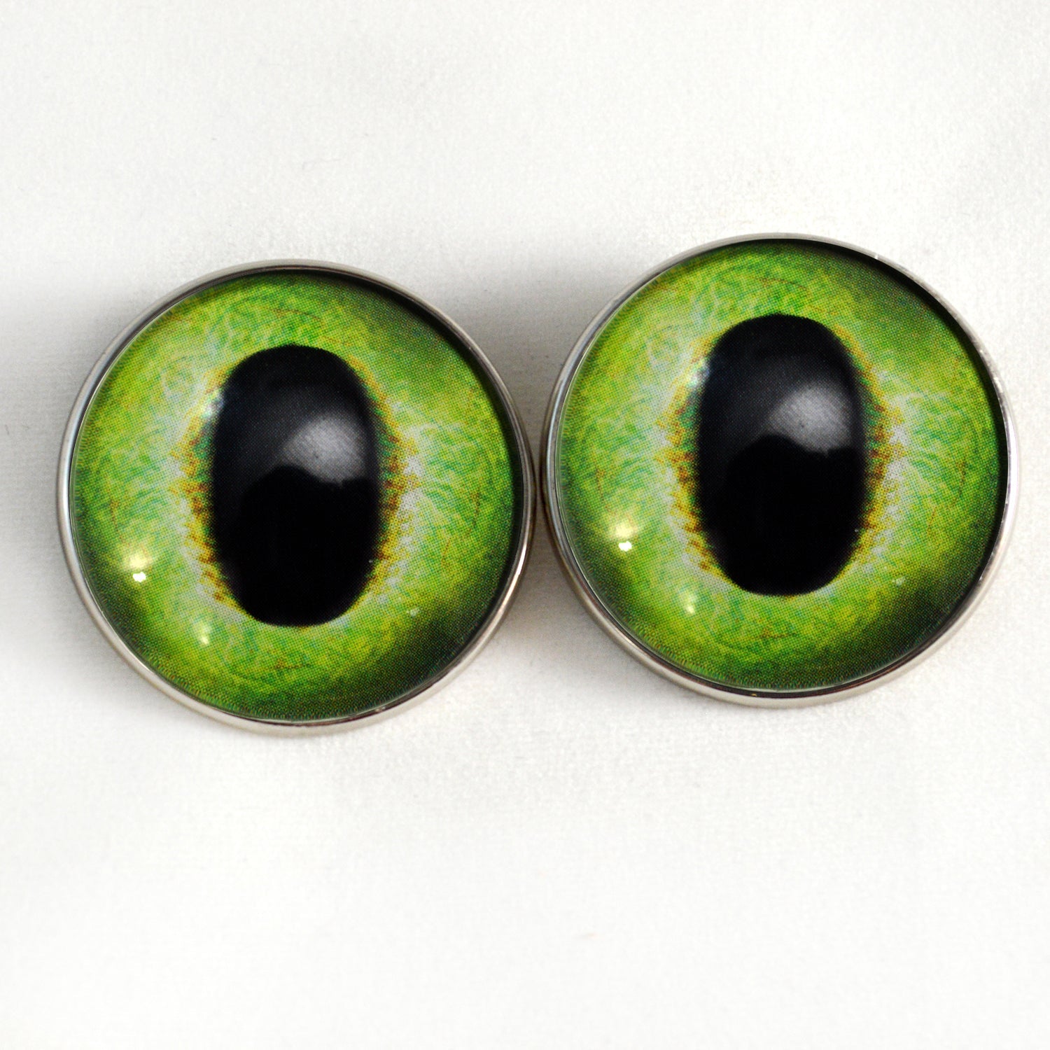 Friendly Green Dragon Sew-On Button Glass Eyes - Prismatic Fiber Arts