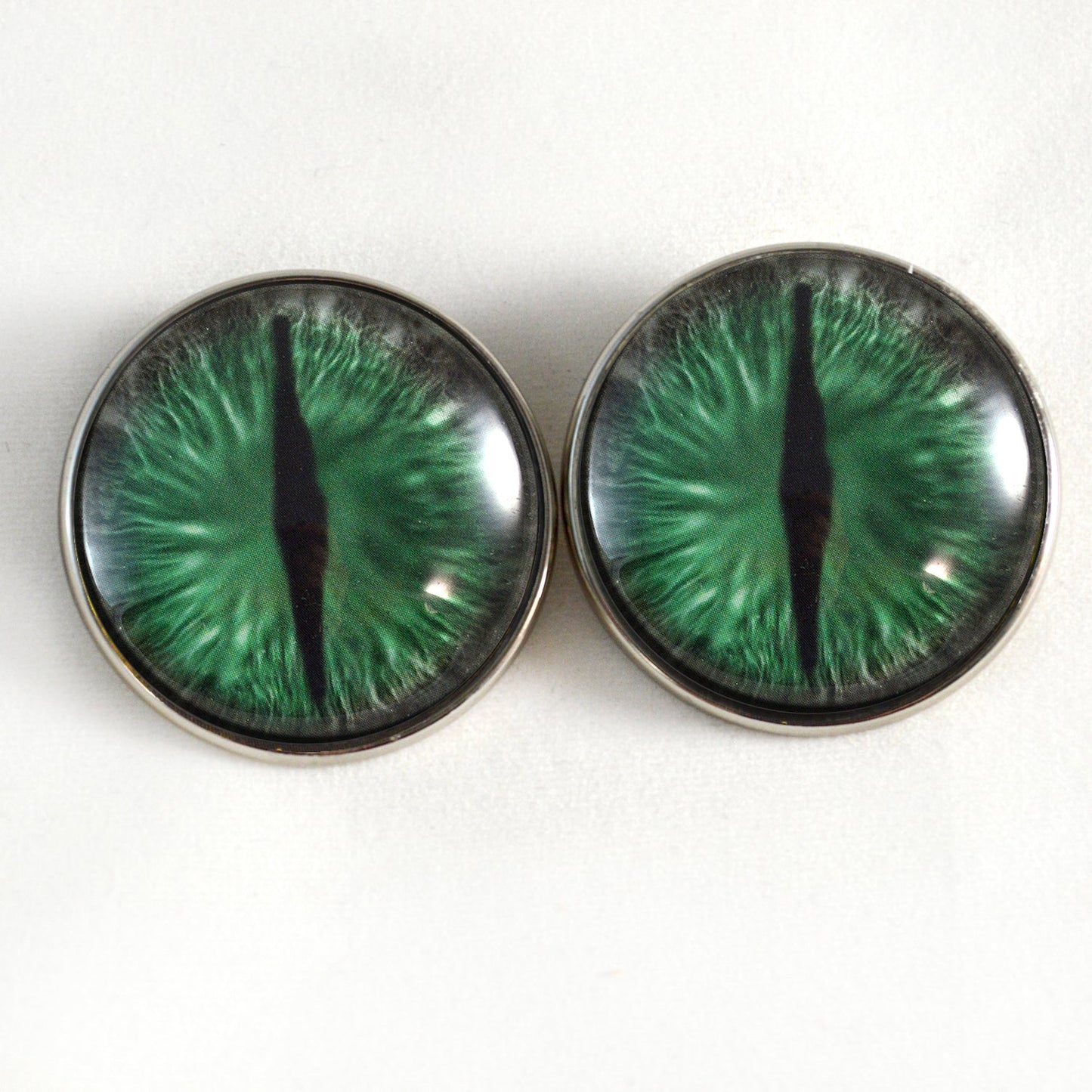 Green and Gray Dragon Sew-On Buttons Glass Eyes - Prismatic Fiber Arts