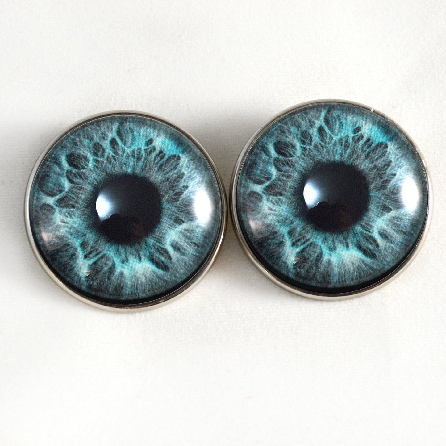 Mint Blue Mermaid Sew-On Button Glass Eyes - Prismatic Fiber Arts