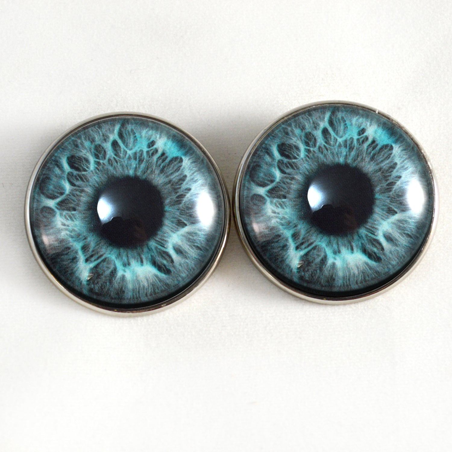 Mint Blue Mermaid Sew-On Button Glass Eyes - Prismatic Fiber Arts