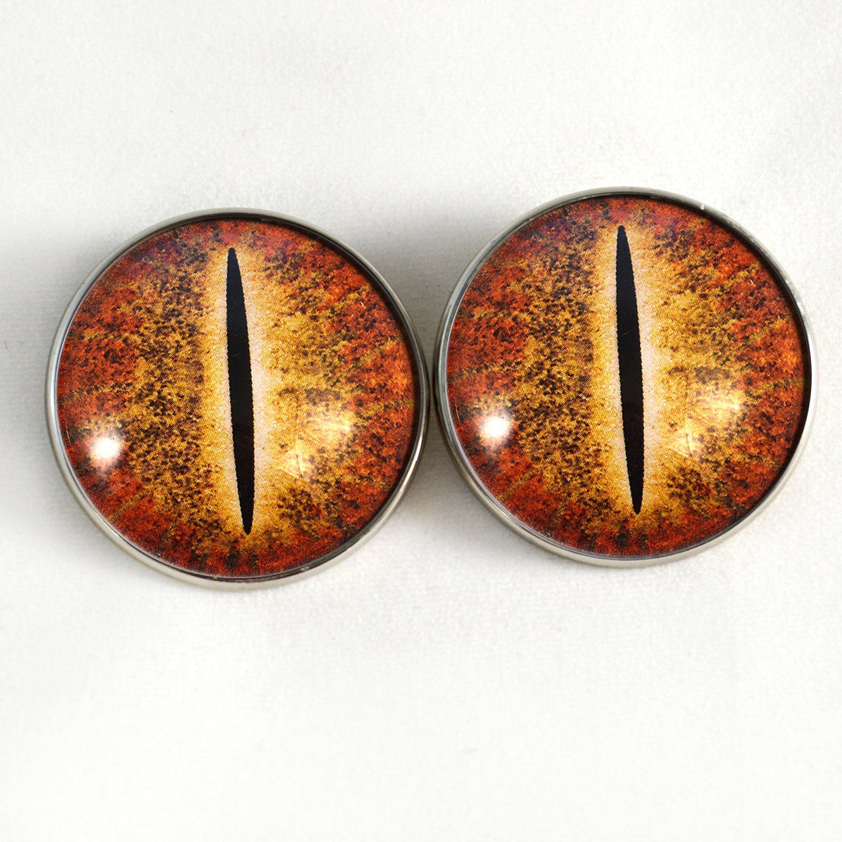 Orange Dinosaur Sew-On Button Glass Eyes - Prismatic Fiber Arts