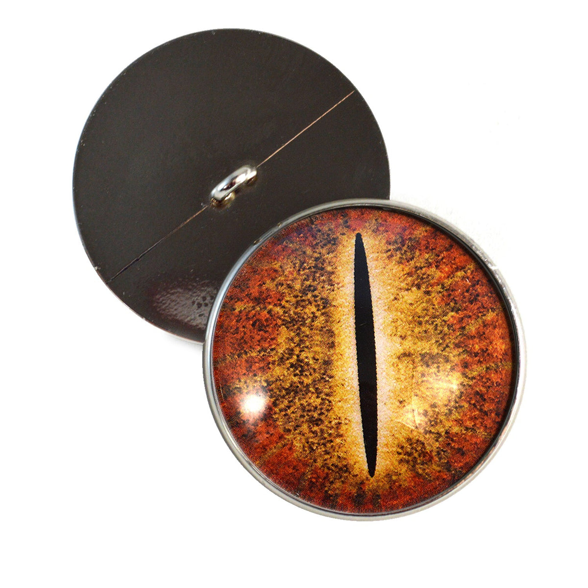 Orange Dinosaur Sew-On Button Glass Eyes - Prismatic Fiber Arts