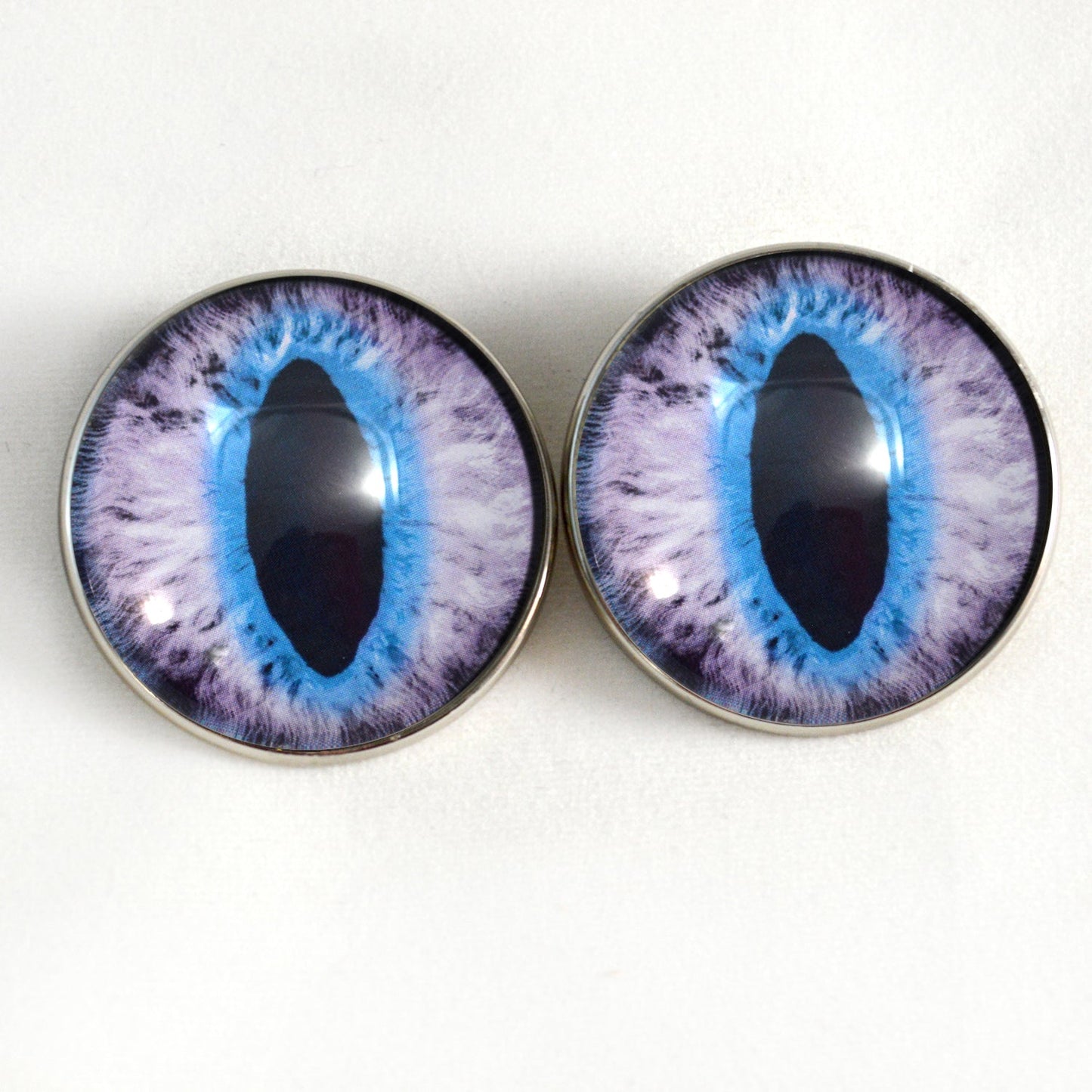 Purple and Blue Cat Dragon Sew-On Button Glass Eyes - Prismatic Fiber Arts