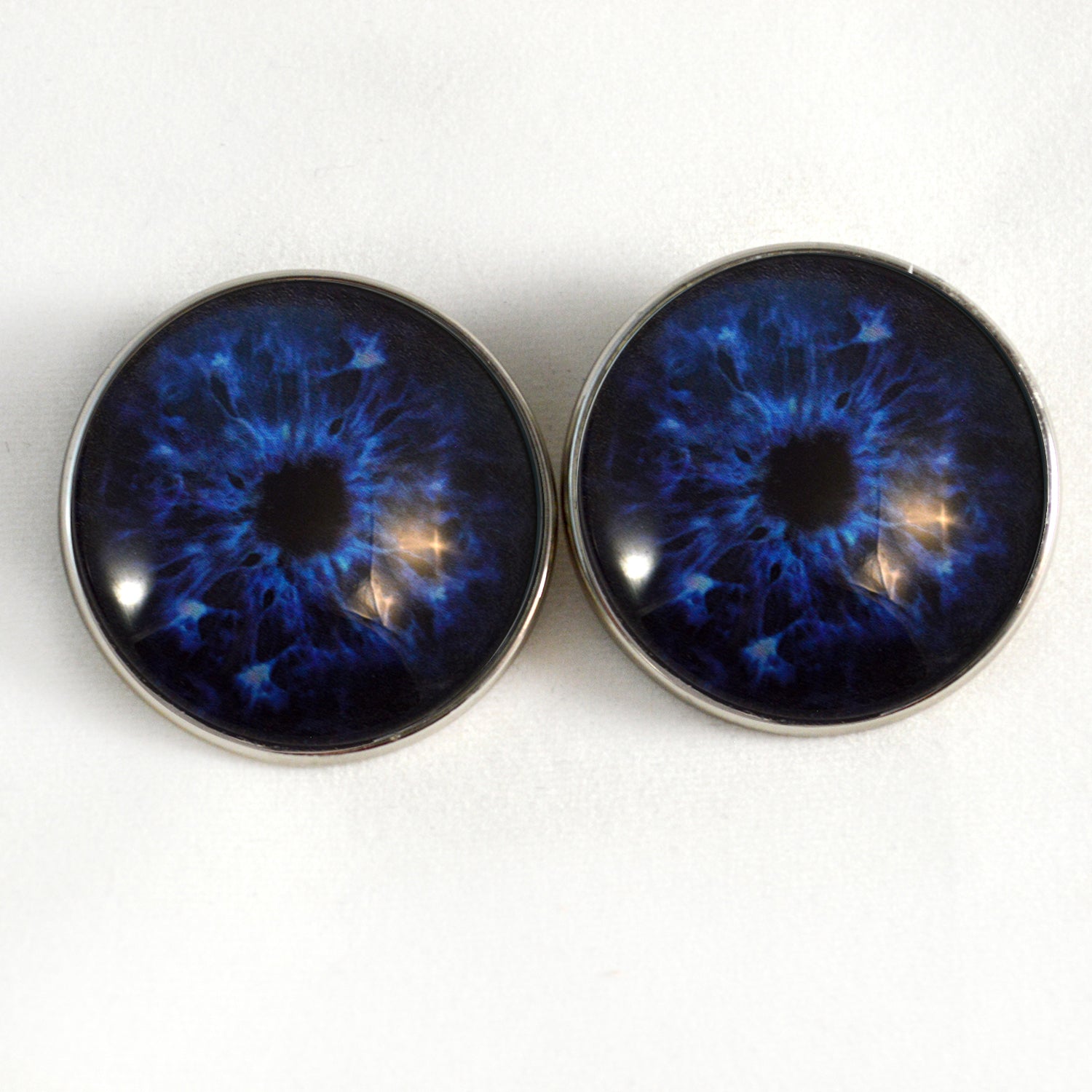 Dark Blue Cold Winter Zombie Sew-On Button Glass Eyes - Prismatic Fiber Arts