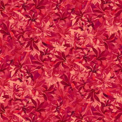 Red Shadow Leaves Cotton Wideback Fabric per yard - Prismatic Fiber Arts