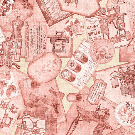 Rose Sewing Ephemera Sew Shabby Chic Cotton 44"/45" Fabric Per Yard - Prismatic Fiber Arts
