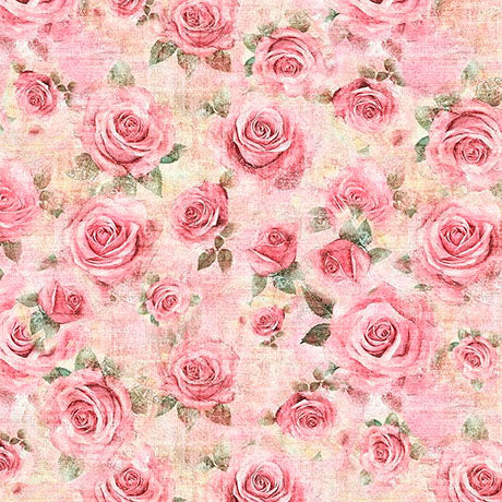 Pink Roses Sew Shabby Chic Cotton 44"/45" Fabric Per Yard - Prismatic Fiber Arts