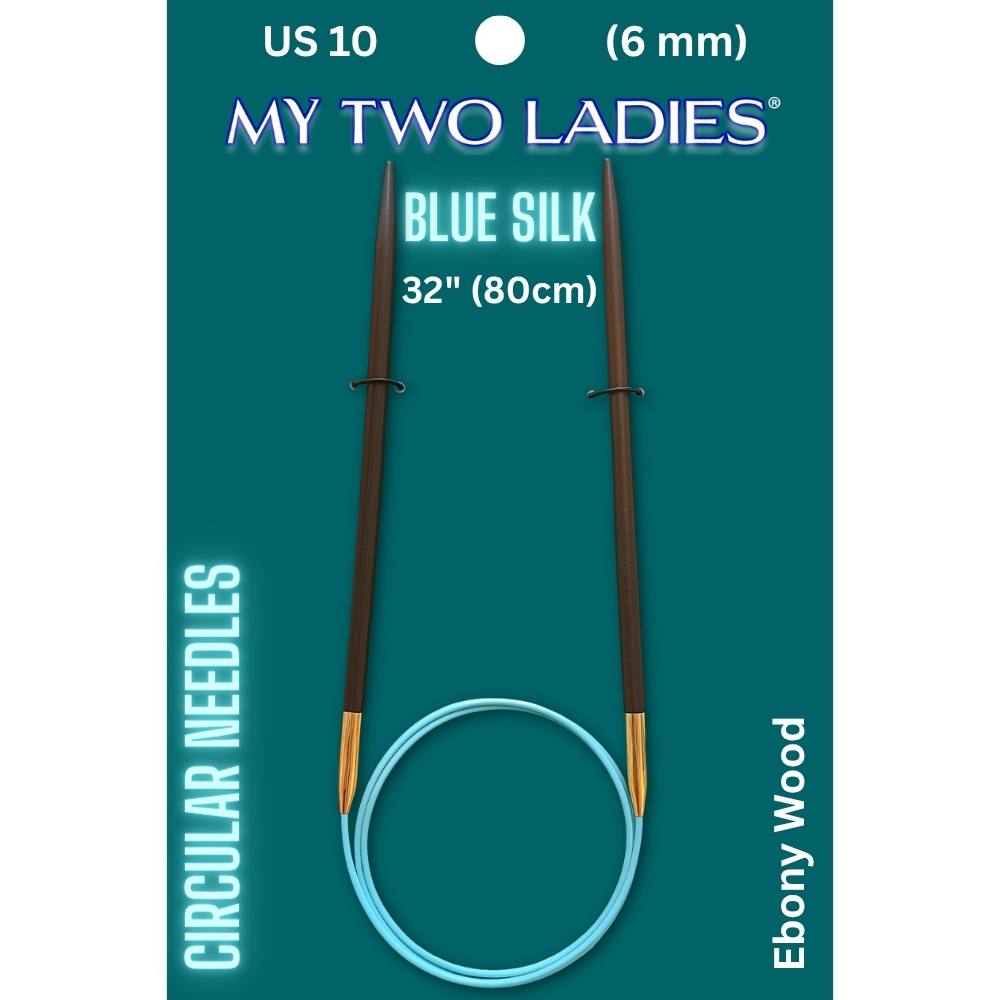Blue Silk | 32" Circular Knitting Needles | Ebony | 9 Sizes - Prismatic Fiber Arts