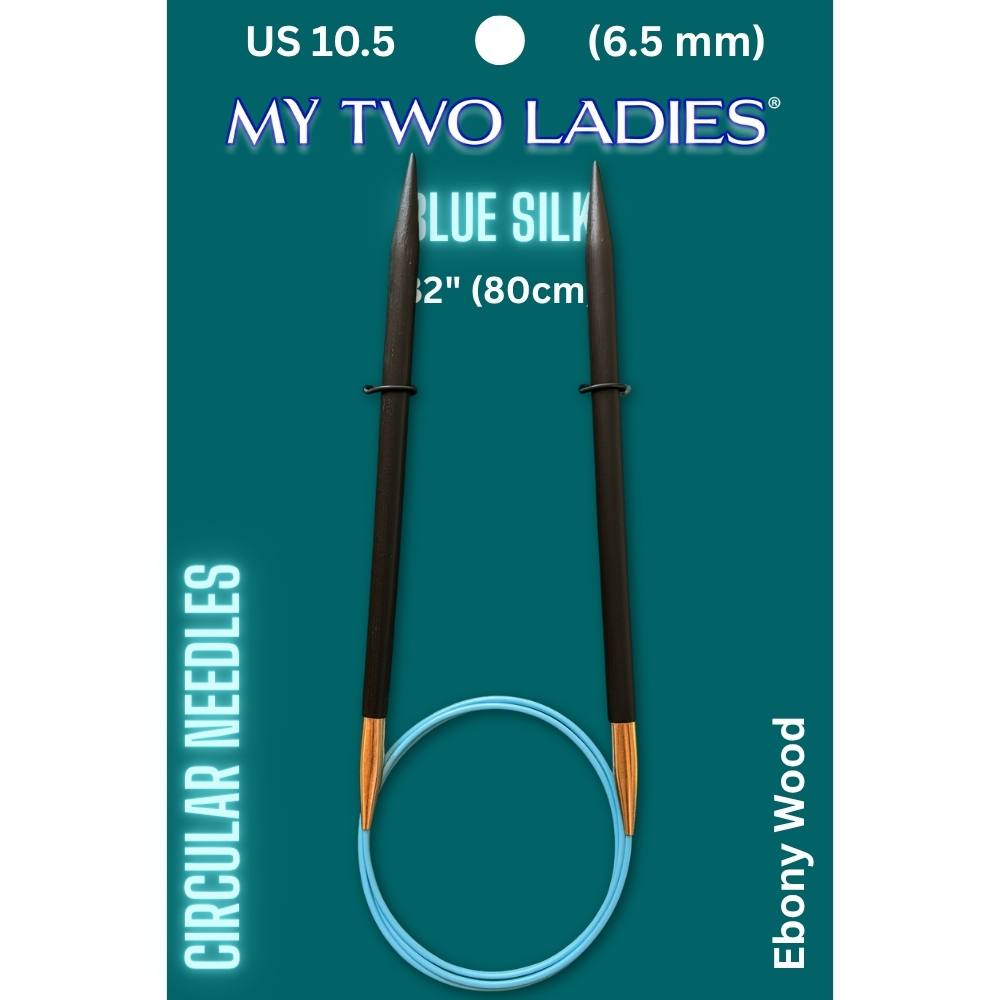Blue Silk | 32" Circular Knitting Needles | Ebony | 9 Sizes - Prismatic Fiber Arts