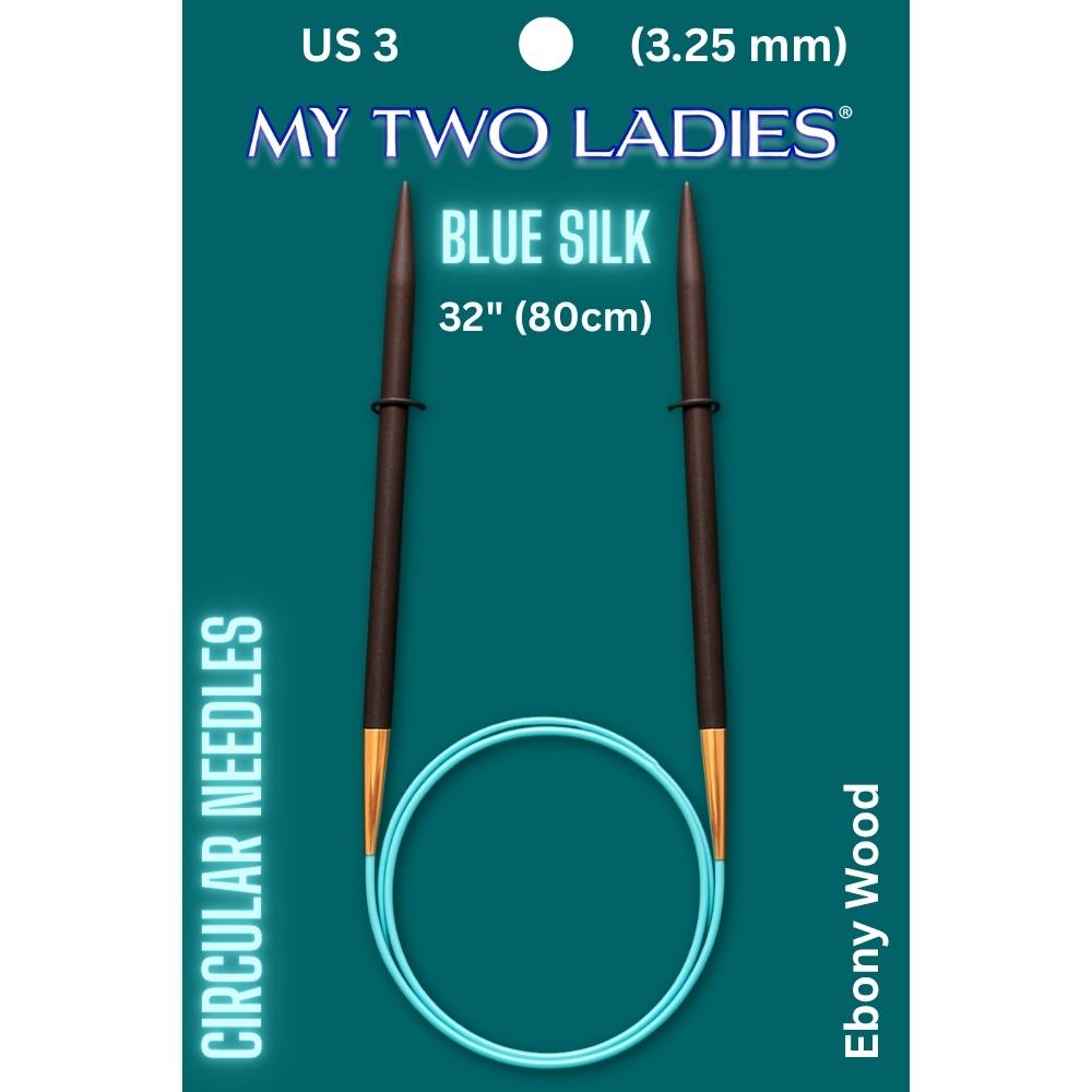 Blue Silk | 32" Circular Knitting Needles | Ebony | 9 Sizes - Prismatic Fiber Arts
