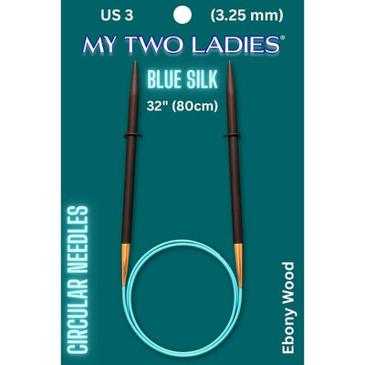 Blue Silk | 32" Circular Knitting Needles | Ebony | 9 Sizes - Prismatic Fiber Arts