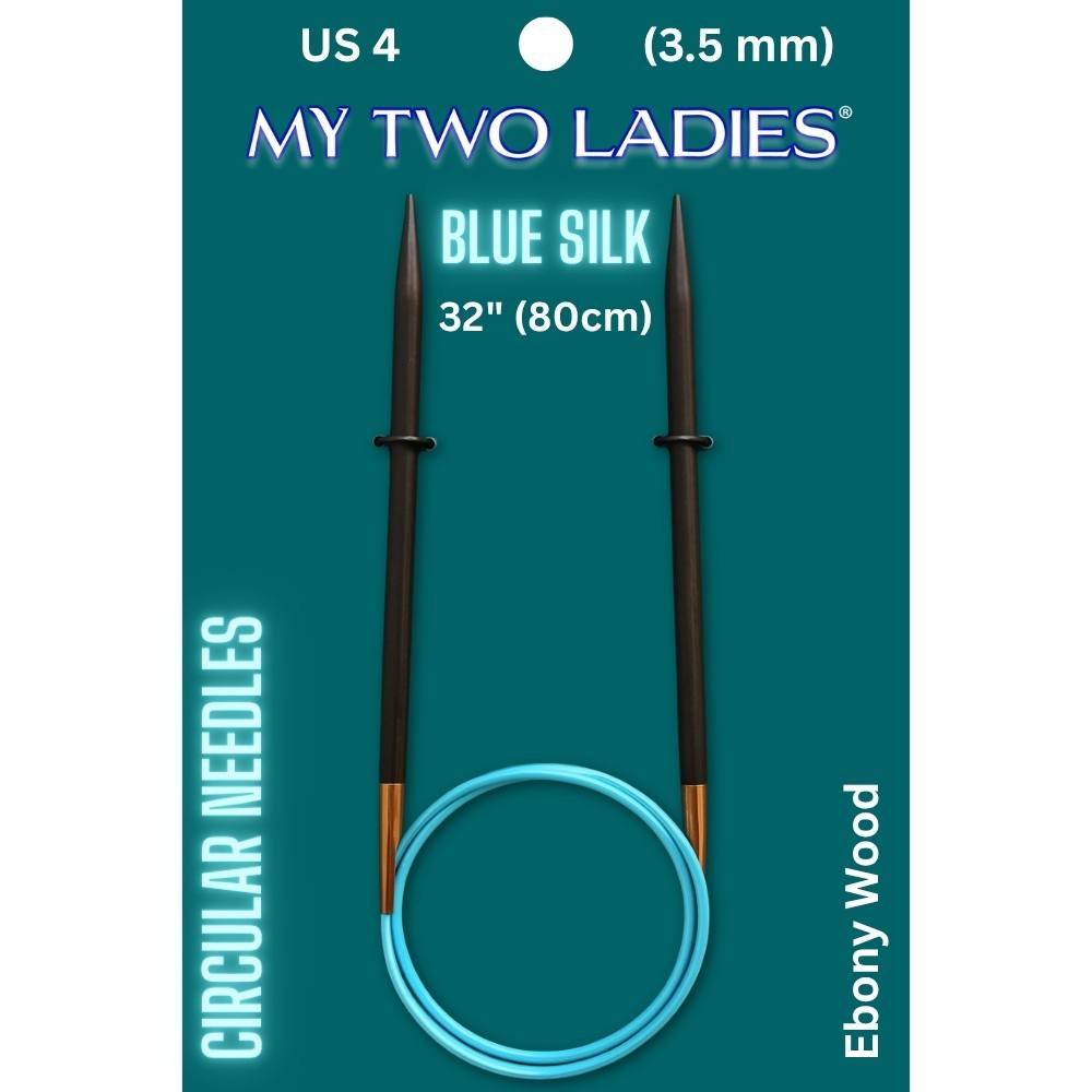 Blue Silk | 32" Circular Knitting Needles | Ebony | 9 Sizes - Prismatic Fiber Arts