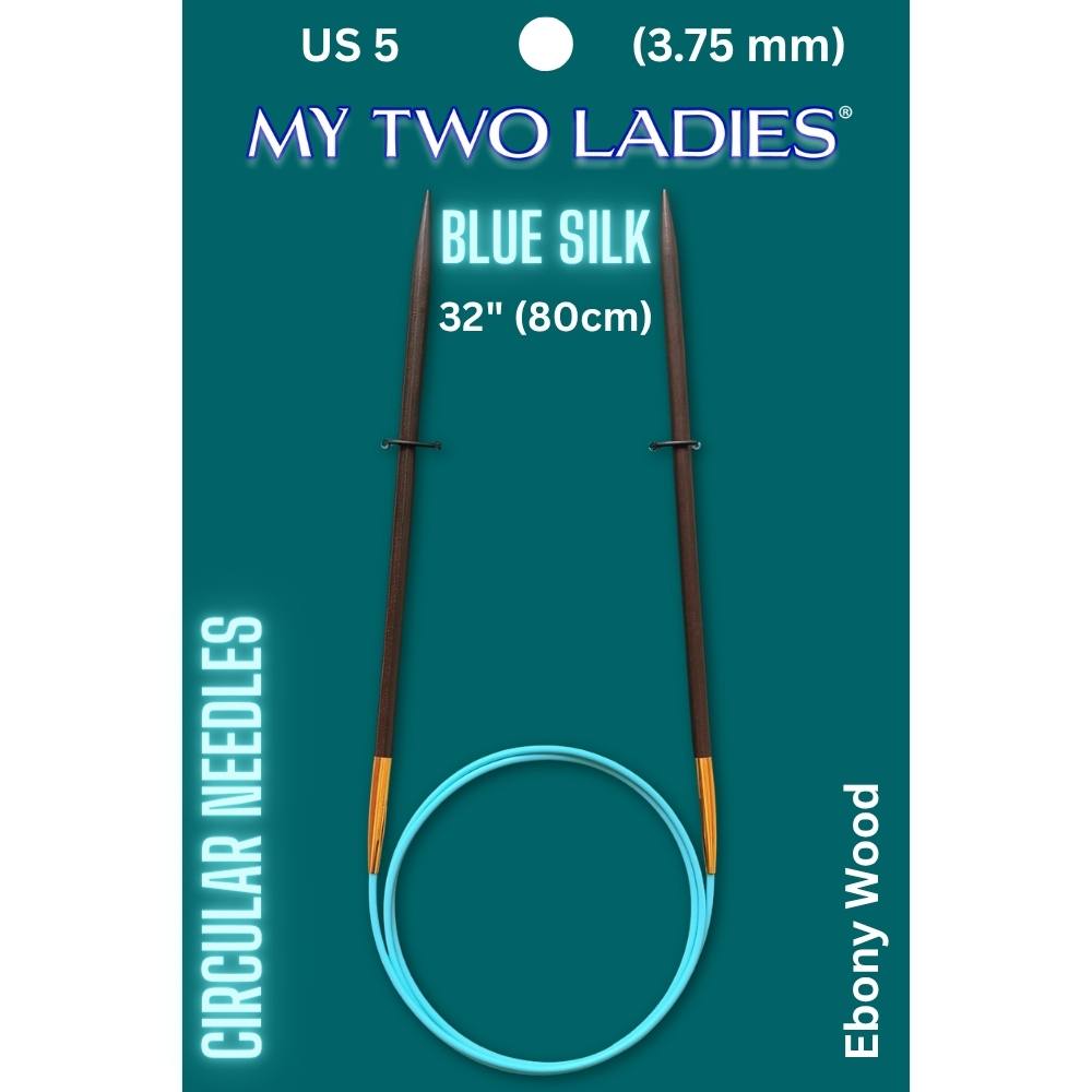 Blue Silk | 32" Circular Knitting Needles | Ebony | 9 Sizes - Prismatic Fiber Arts