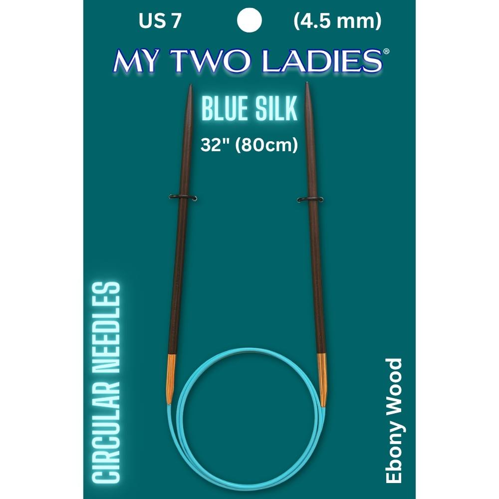 Blue Silk | 32" Circular Knitting Needles | Ebony | 9 Sizes - Prismatic Fiber Arts