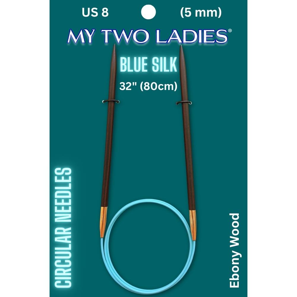 Blue Silk | 32" Circular Knitting Needles | Ebony | 9 Sizes - Prismatic Fiber Arts
